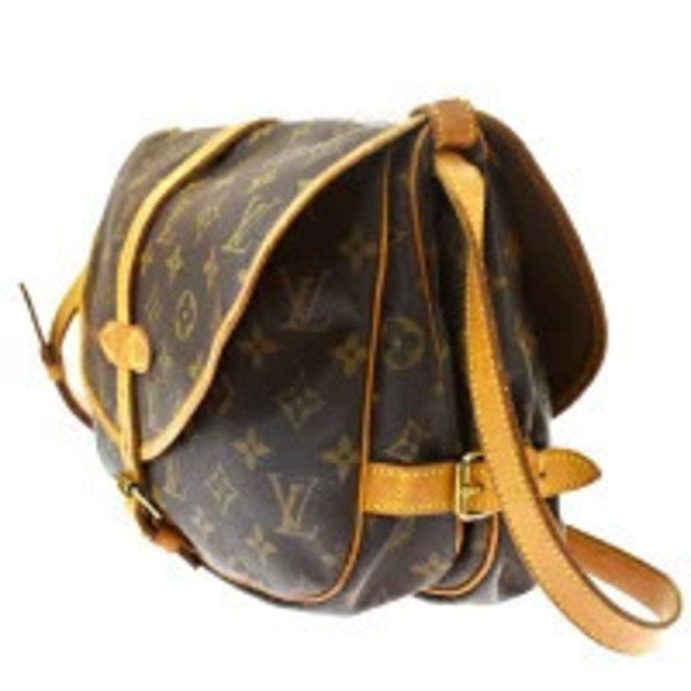 Louis Vuitton Saumur Shoulder Monogram Leather Bag Brown
